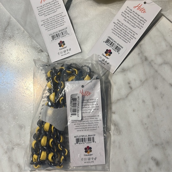 Lug Banana Yellow Bundle Volley Zip Pouch & Chain Strap Matte Luxe NWT - Picture 12 of 13